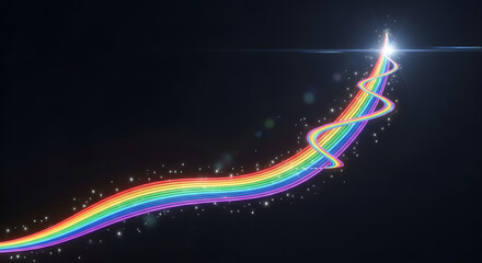 Abstract Rainbow Star Trail: Vibrant Shooting Star and Sparkling Light Path