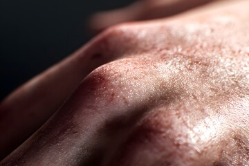 Close-up of realistic skin texture showcasing intricate details and natural sheen, highlighting tactile qualities and organic forms in a visually engaging manner