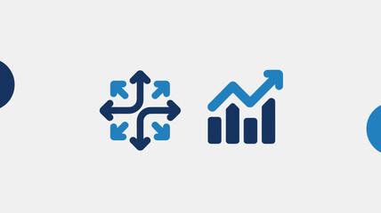 Blue Business Icons in Modern Minimalist Style with Gradient Color Scheme on White Background for Infographic Template