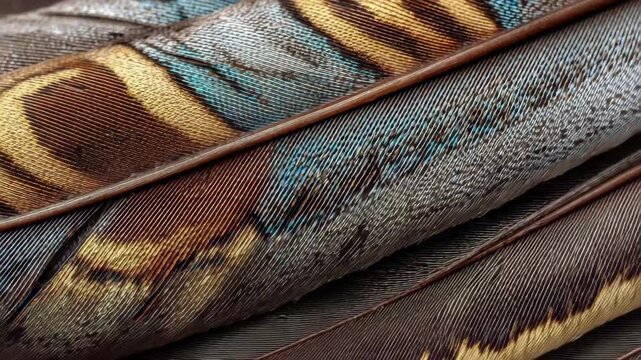 This closeup showcases the intricate details and patterns of a birds feathers The texture and color variations of a feather in closeup