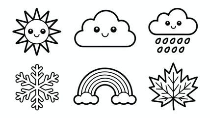 Weather icons with smiling faces and various symbols