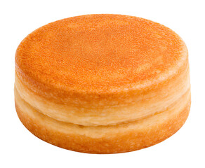 single imagawayaki japanese stuffed pancake with golden brown crust isolated on transparent background traditional street food dessert close up