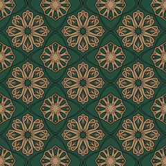 Fototapeta premium Elegant Islamic Geometric Pattern Background, Seamless Arabesque Tessellation
