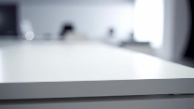 White tabletop surface with blurred background and soft lighting