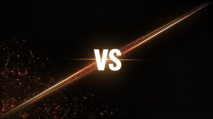 Stunning VS symbol with glowing orange lines on black background