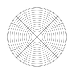 Circular radar or sonar scan pattern with intersecting lines