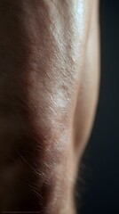 Ultra-realistic macro portrait of human skin texture, showcasing fine details, natural imperfections, and subtle color variations, emphasizing the beauty of human anatomy and skin