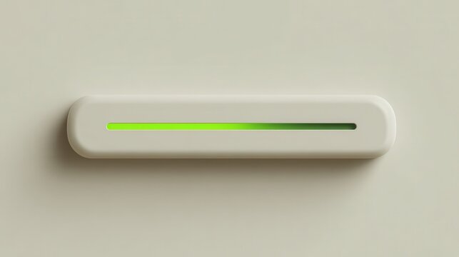 Minimalist white progress bar icon with a thin glowing green status indicator line - Powered by Adobe