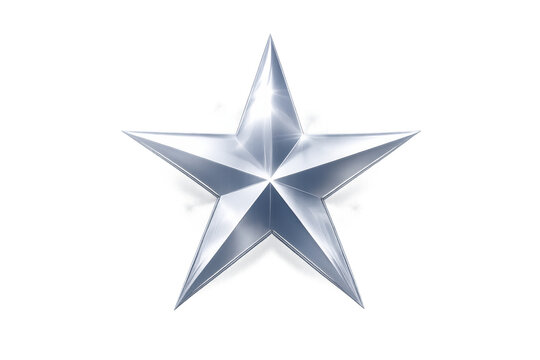 Shiny 3d silver star representing excellence, achievement, success, and quality, isolated on transparent background