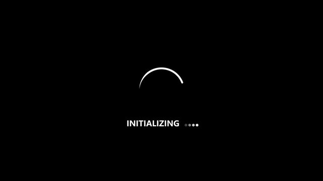 Modern Loading Screen with Crescent Moon Symbol and Initializing Text digital interface