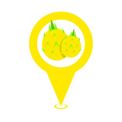 yellow cute dragon fruit location pin icon