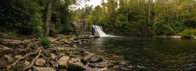 Panorama Of Abrams Falls In Great Smoky Mountains