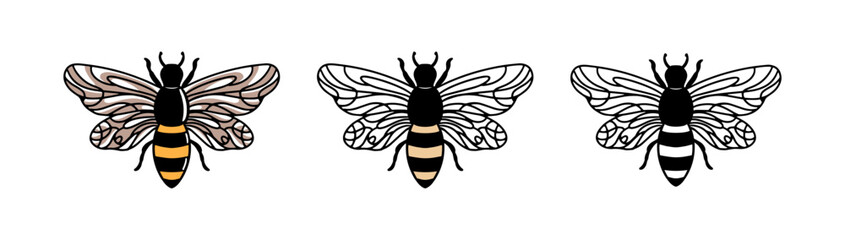 Honey Bee vector design templete. Vintage bee for logo, label, sublimation, sticker.