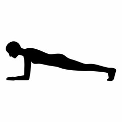 Man Doing Push Up Exercise Illustration, Flat Fitness
