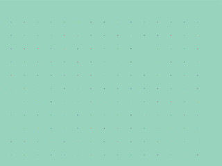 Colorful dots arranged in a repeating pattern on a light green background multicolored