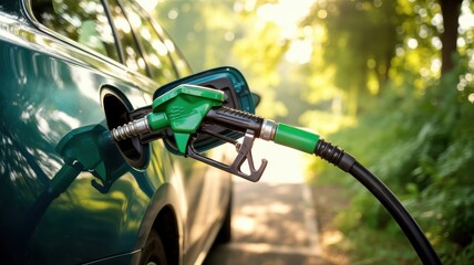 Filling up car with fuel at gas station