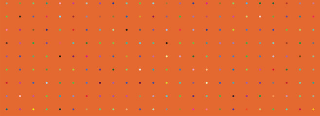 Colorful dotted pattern on orange background dots