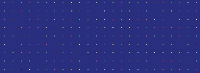 Colorful dots arranged in a grid pattern on a blue background multicolored vibrant