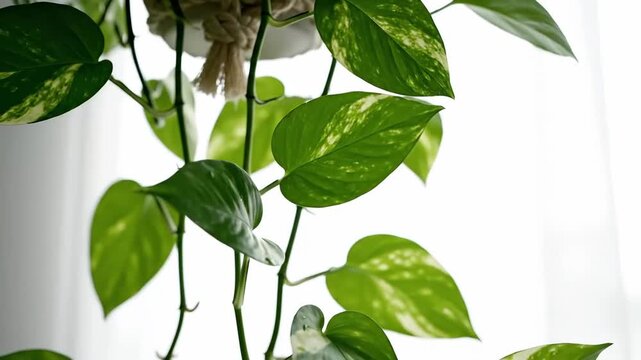 Golden Pothos Hanging Plant Cascading In Soft Light Ideal As Interior Decoration Video