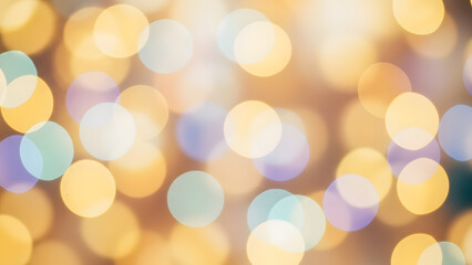 Obraz premium Beautiful festive bokeh background with shimmering gold and soft pastel lights isolated on white background, illustration