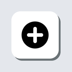 Add icon vector. Plus sign symbol in trendy flat style. Medical cross vector icon illustration in square isolated on gray background