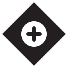 Add icon vector. Plus logo design. Medical cross vector icon illustration in rhombus isolated on white background