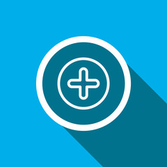 Add icon vector. Plus icon vector in trendy flat style. Medical cross icon image, Medical cross icon illustration isolated on blue background
