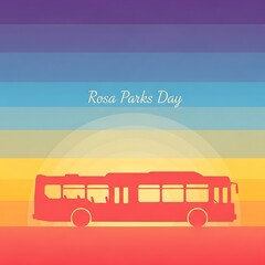 Celebrating rosa parks day with a vibrant bus illustration