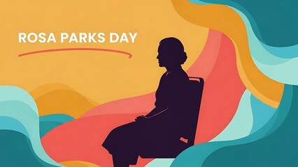 Rosa parks day celebration with silhouette of a woman sitting on chair