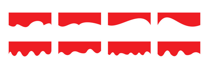 Red Dividers Shapes for Website Pictogram Set. Curve Lines, Drops Set of abstract design separator header and border for website and app. Different borders for website, banner, app, poster, background