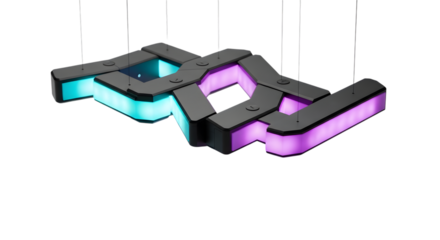 Modern geometric led light fixture isolated on white background for interior