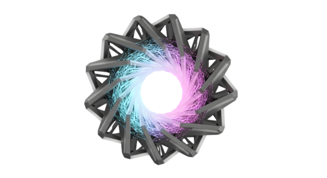 Abstract led light with circular shape and colorful rays on gray background - Powered by Adobe