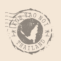 Stamp Postal of Koh Yao Noi. Map Silhouette rubber Seal.  Design Retro Travel. Seal  Map Koh Yao Noi Island grunge  for your design.  Thailand. EPS10