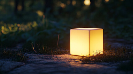 Glowing cube emitting vibrant light in a dark environment, symbolizing futuristic technology, digital innovation, and modern abstract visuals