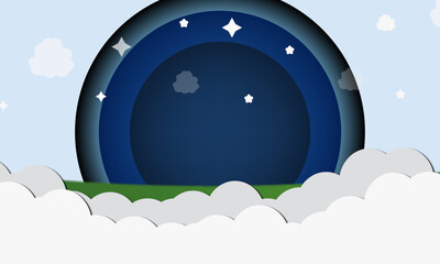 Abstract Night Arch Background With Clouds