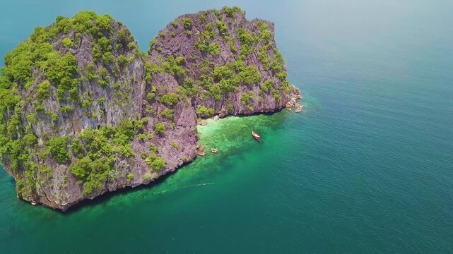 Aerial 4K view of Ko Maa tropical island in Thailand