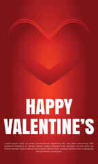 Valentines day card with heart shape on red background