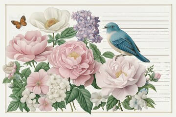 Beautiful Blooms And Birdsong Create Serene Vintage Style

Delicate Flowers And Little Bluebird Bring Spring Happiness