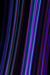 A long exposure photograph. Light painting photography, vibrant fairy lights in parallel lines and streaks against a black background