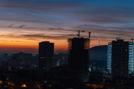 Dawm sky over Tbilisi's downtown