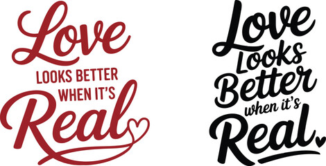 Two artistic typography designs featuring the word love and a heart symbol