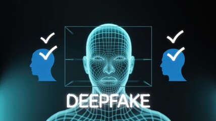 AI-generated deepfake identity concept showing human face replication and digital impersonation risk, raising cybersecurity concerns in biometric verification and personal data protection systems.
