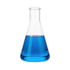 Clear flask with blue liquid