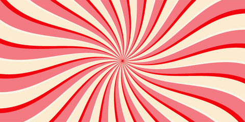 Pink ice cream and candy swirl background, lollipop vortex patterns intermixed with strawberry and circus elements. Retro spiral design. vector illustration © Dul
