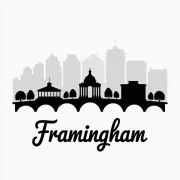 Framingham Massachusetts Skyline Silhouette &mdash; A Historic New England Industrial Town Vector Illustration