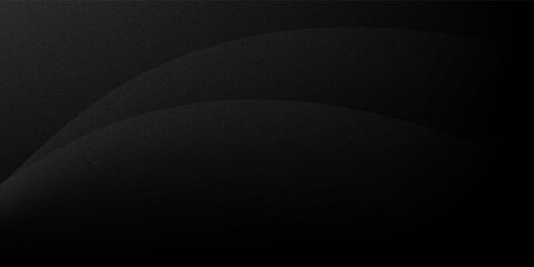 Grey abstract curved wavy lines on black background. Black background with line curve design. Blurred black silk fabric.