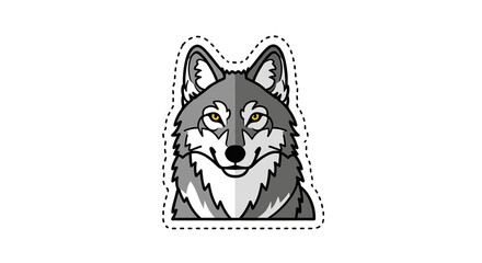 Stylized gray wolf head illustration with confident expression  
