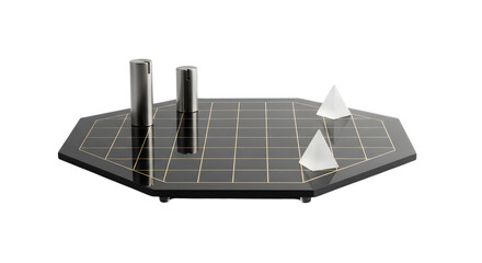 Elegant strategy game with geometric shapes isolated on transparent background