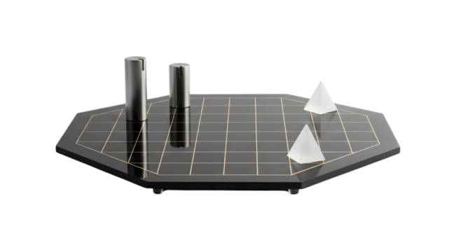 Elegant strategy game with geometric shapes isolated on transparent background - Powered by Adobe