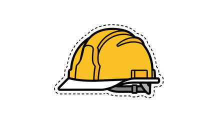Yellow construction helmet in simple vector style  